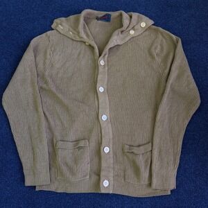 Vintage Sigallo Cardigan Sweater Womens Large Brown Button Front Tight-Knit